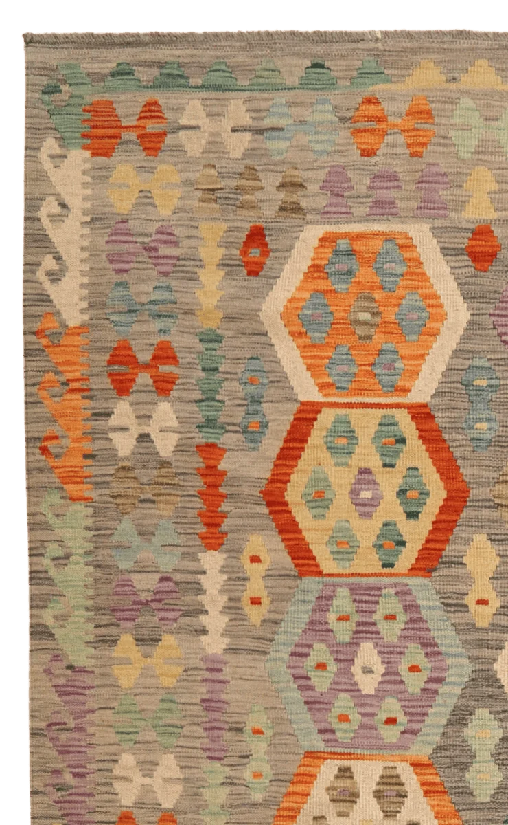 Kelim · Handgewebt – Grau, 293x206 cm