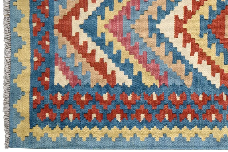 Kelim Gashgai · Handgewebt – Blau, 192x83 cm