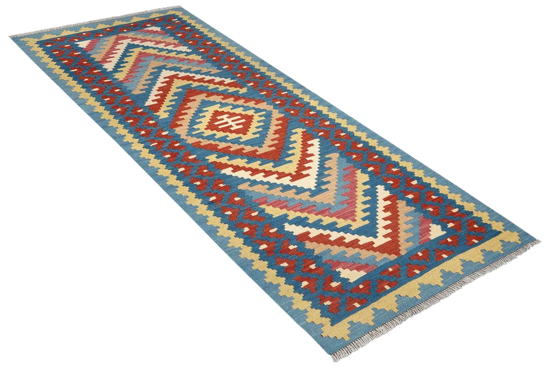Kelim Gashgai · Handgewebt – Blau, 192x83 cm