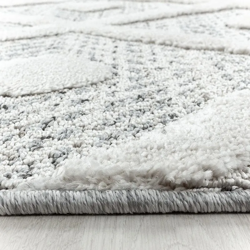 Teppich Skandinavisch Rund - Pitea Ethno Creme Grau
