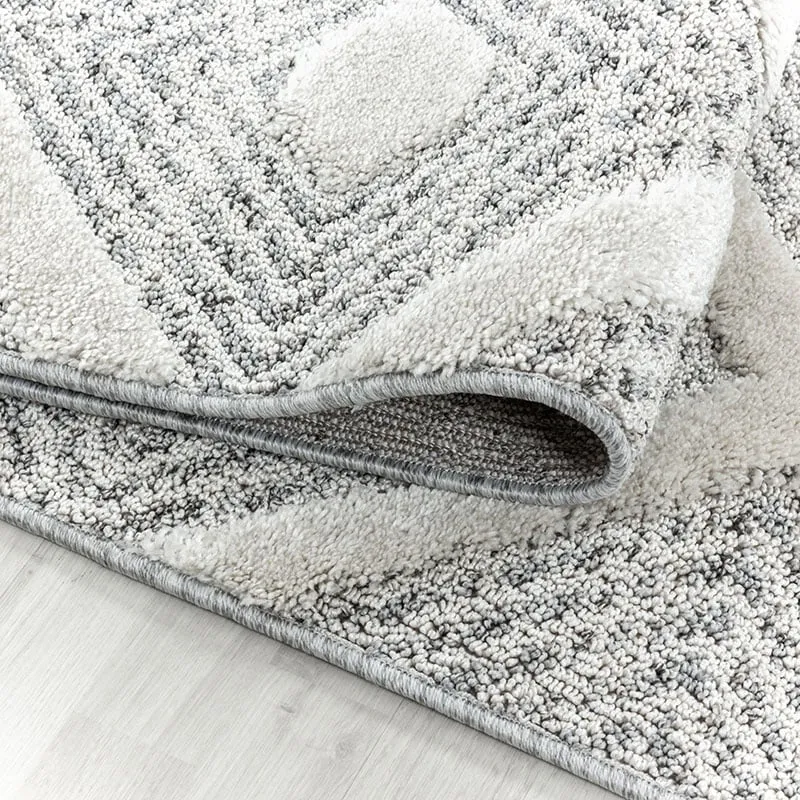 Teppich Skandinavisch Rund - Pitea Ethno Creme Grau