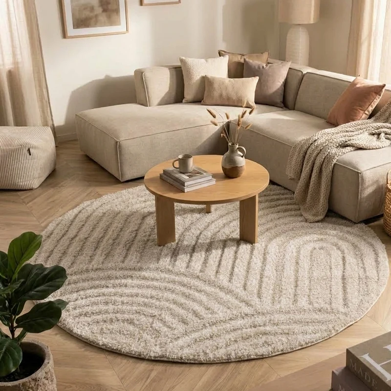 Teppich Skandinavisch Rund - Lova Arches Beige
