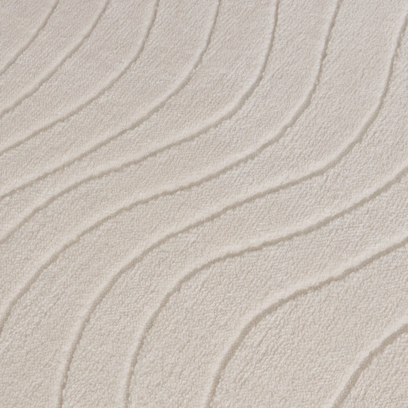 Runder Teppich Wohnzimmer - Charm Waves Weiß
