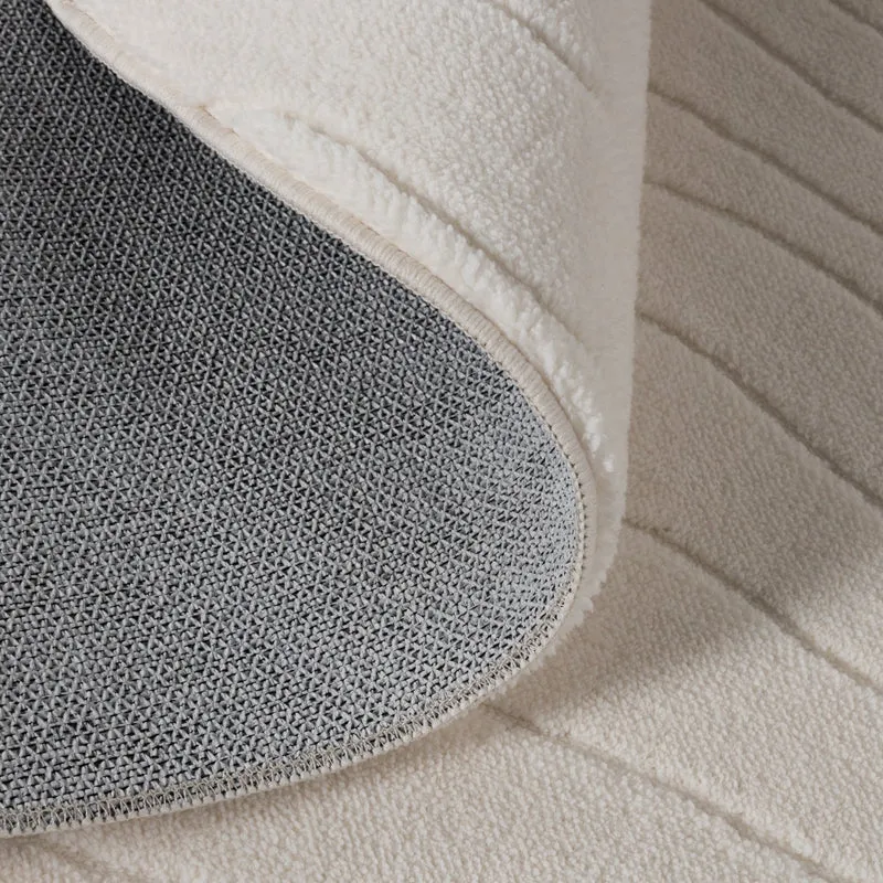 Runder Teppich Wohnzimmer - Charm Waves Weiß