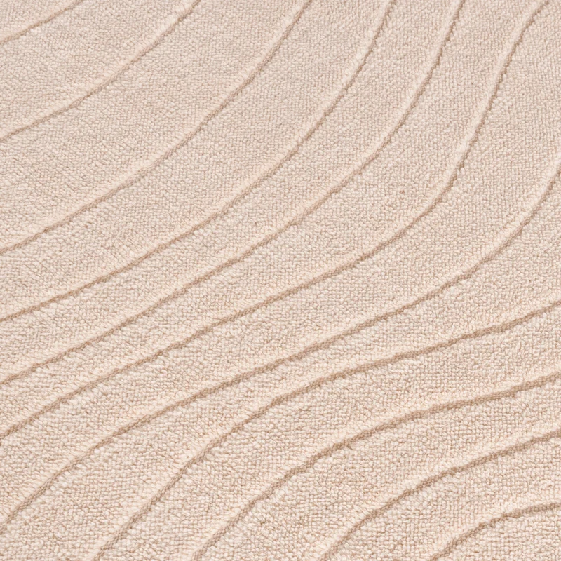Runder Teppich Wohnzimmer - Charm Waves Beige
