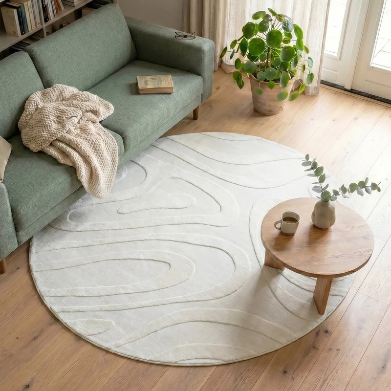 Runder Teppich Wohnzimmer - Charm Shapes Weiß