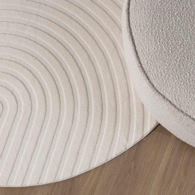 Runder Teppich Wohnzimmer - Charm Curves Weiß