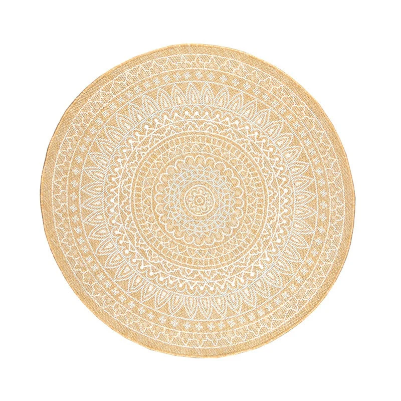 In- & Outdoor Teppich Rund - Summer Azteca Gelb