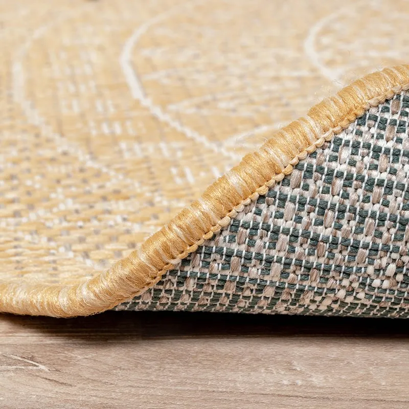 In- & Outdoor Teppich Rund - Summer Azteca Gelb