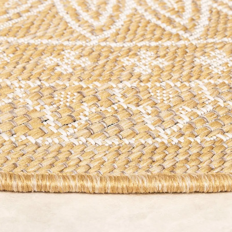 In- & Outdoor Teppich Rund - Summer Azteca Gelb