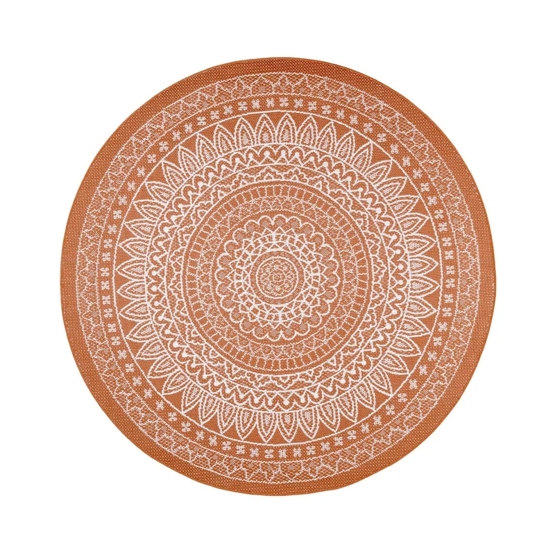 In- & Outdoor Teppich Rund - Summer Azteca Terracotta