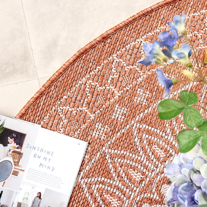 In- & Outdoor Teppich Rund - Summer Azteca Terracotta