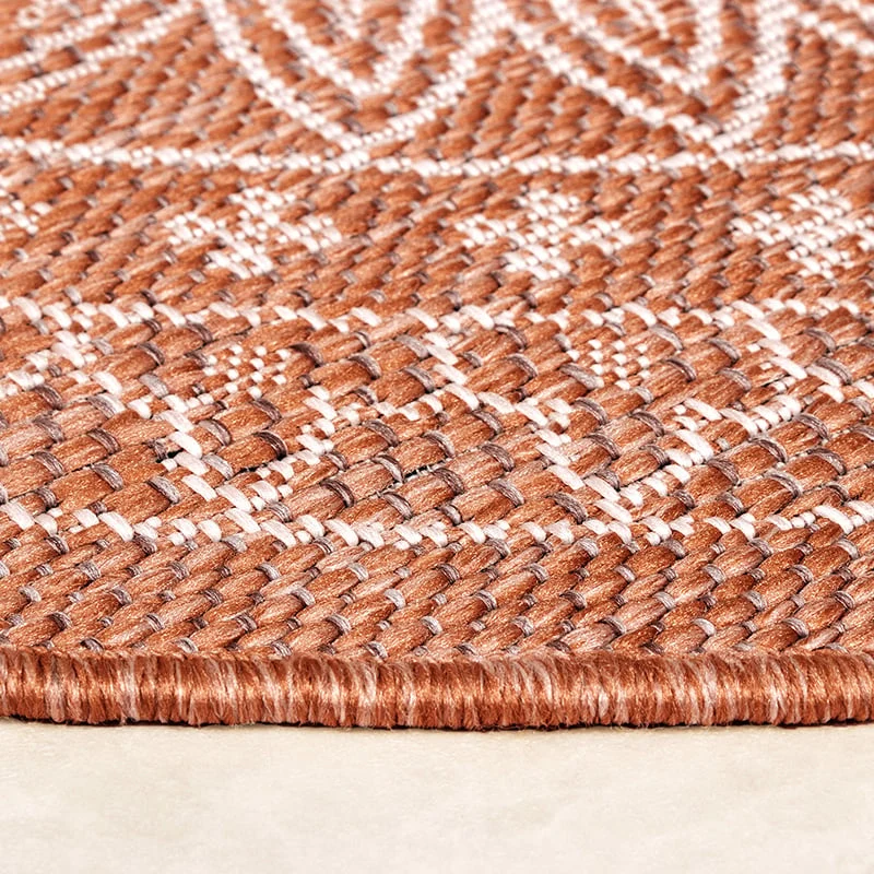 In- & Outdoor Teppich Rund - Summer Azteca Terracotta