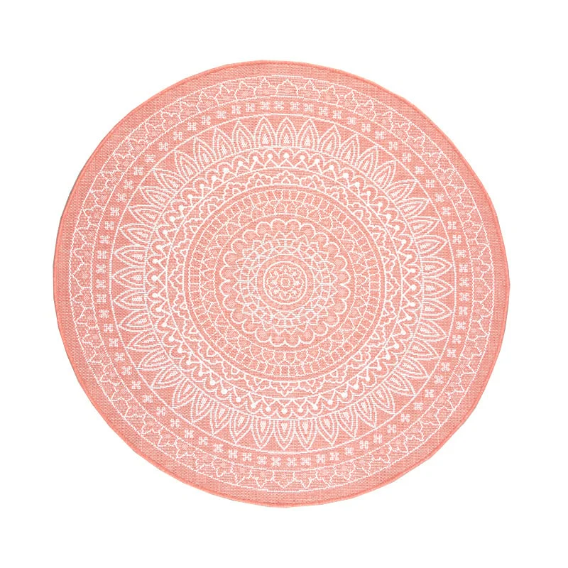 In- & Outdoor Teppich Rund - Summer Azteca Rosa