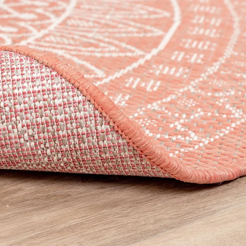 In- & Outdoor Teppich Rund - Summer Azteca Rosa