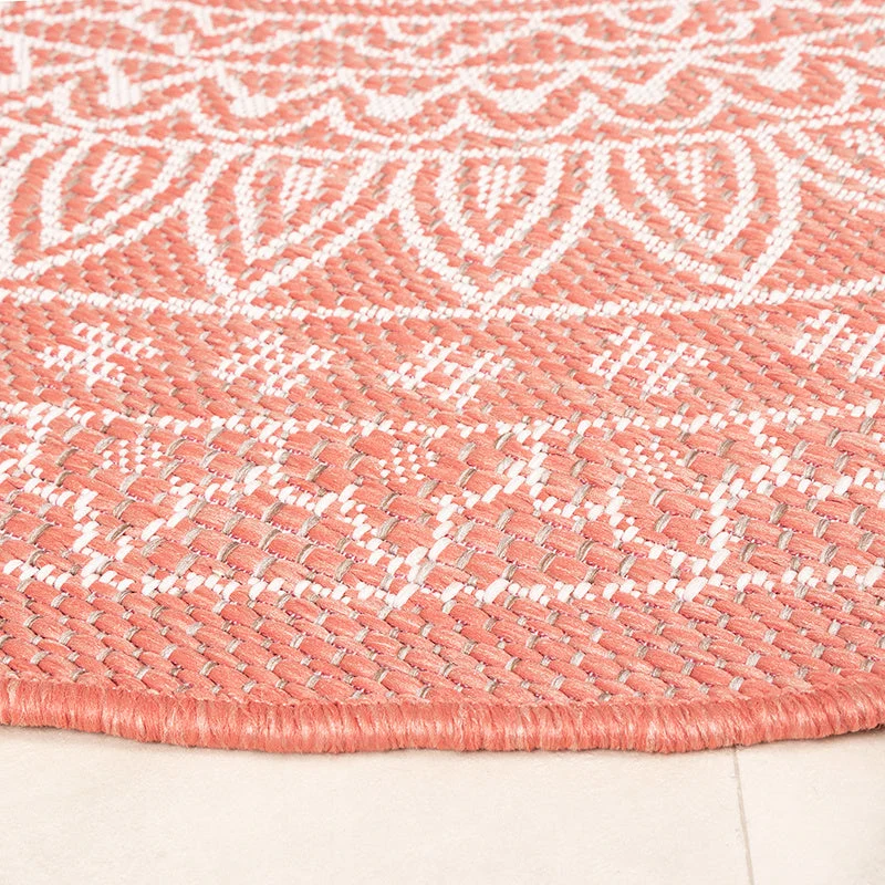 In- & Outdoor Teppich Rund - Summer Azteca Rosa