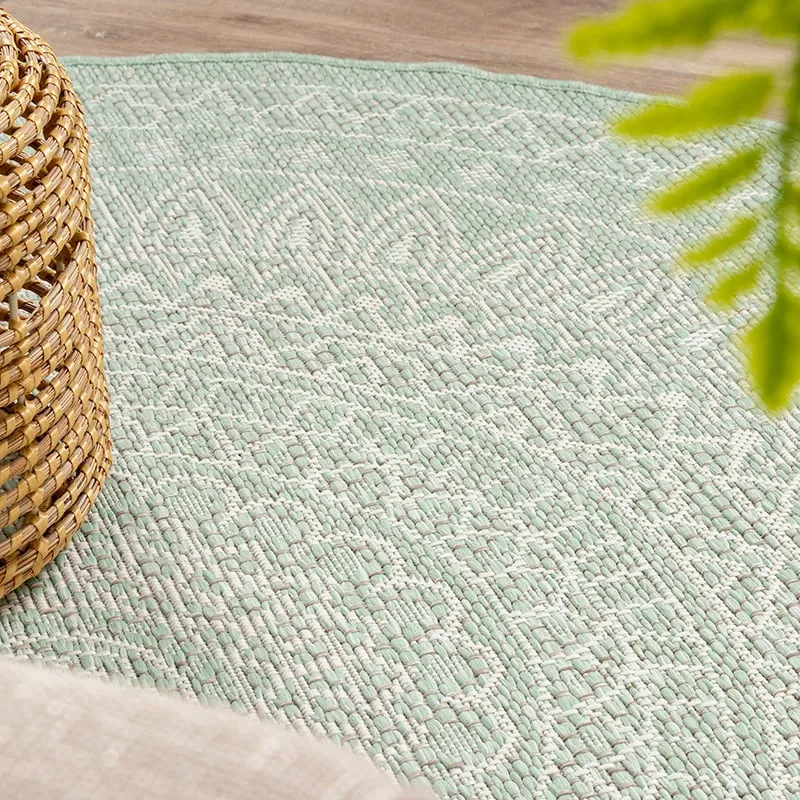 In- & Outdoor Teppich Rund - Summer Azteca Mint