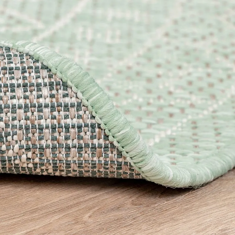 In- & Outdoor Teppich Rund - Summer Azteca Mint