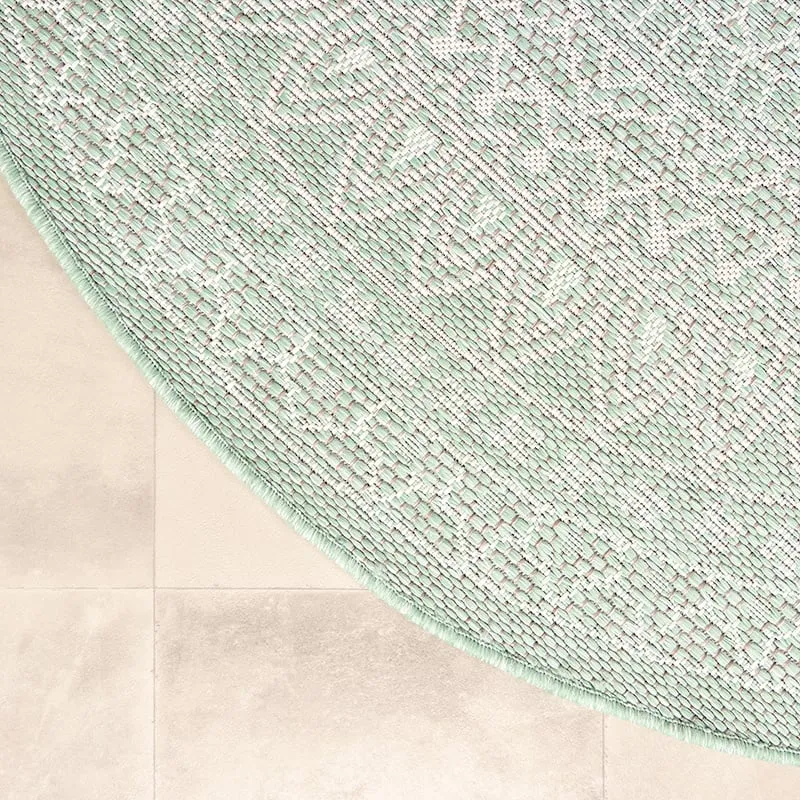 In- & Outdoor Teppich Rund - Summer Azteca Mint