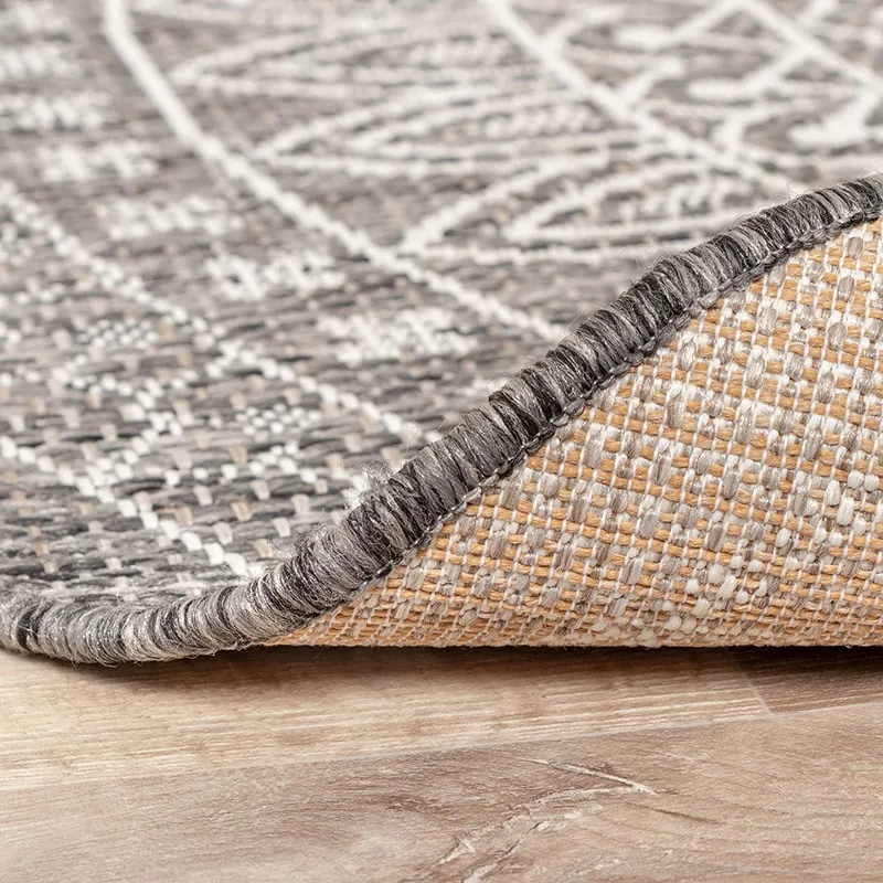 In- & Outdoor Teppich Rund - Summer Azteca Grau