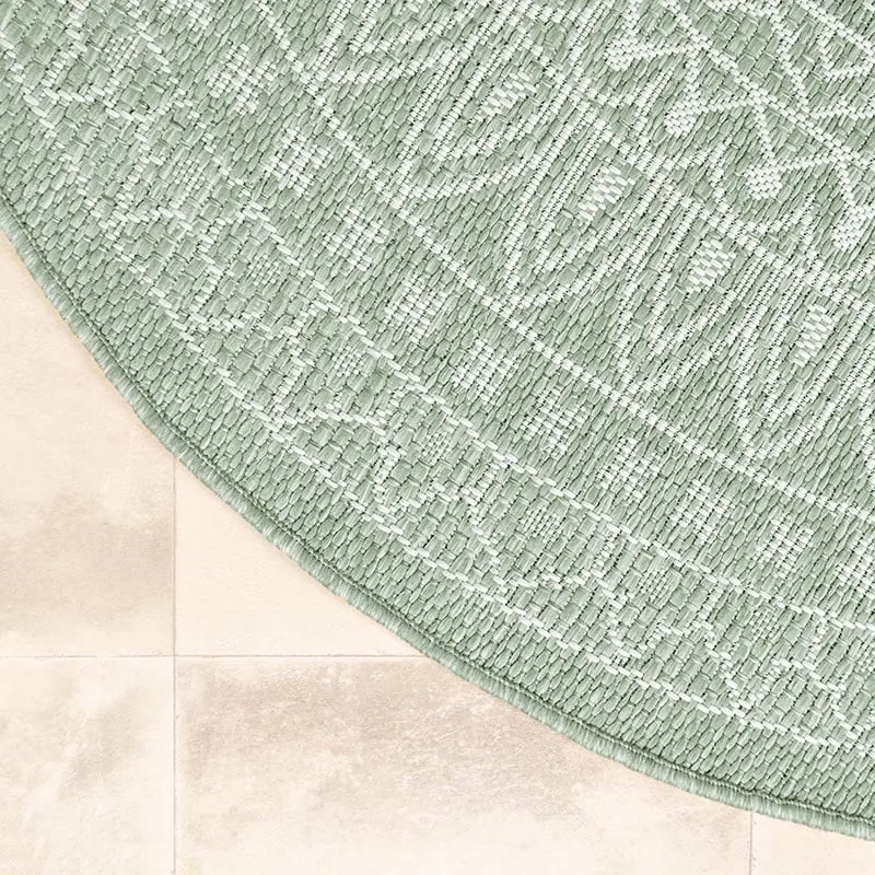 In- & Outdoor Teppich Rund - Summer Azteca Grün