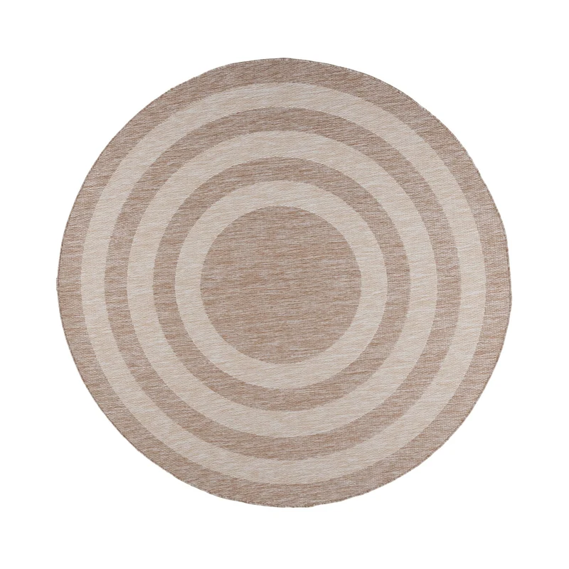 In- & Outdoor Teppich Rund - Sierra Frame Beige Creme