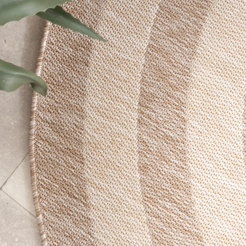 In- & Outdoor Teppich Rund - Sierra Frame Beige Creme