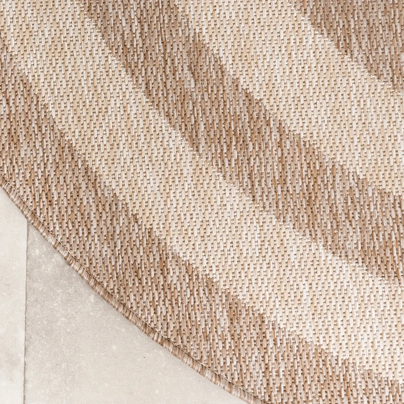 In- & Outdoor Teppich Rund - Sierra Frame Beige Creme