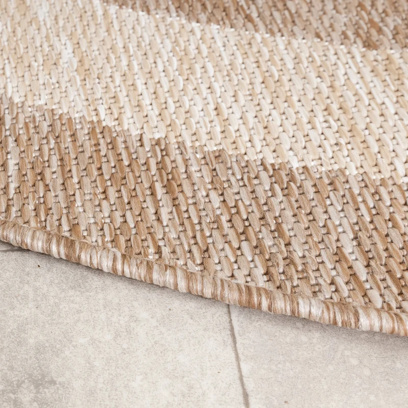 In- & Outdoor Teppich Rund - Sierra Frame Beige Creme