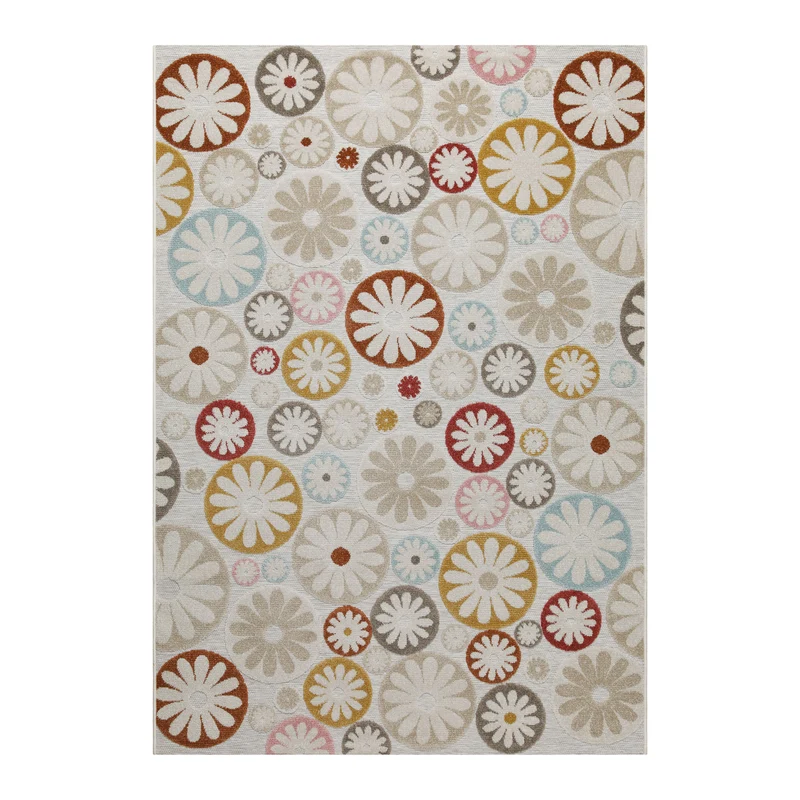 In & Outdoorteppich Beige Bunt "Flowerdrops" WECONhome