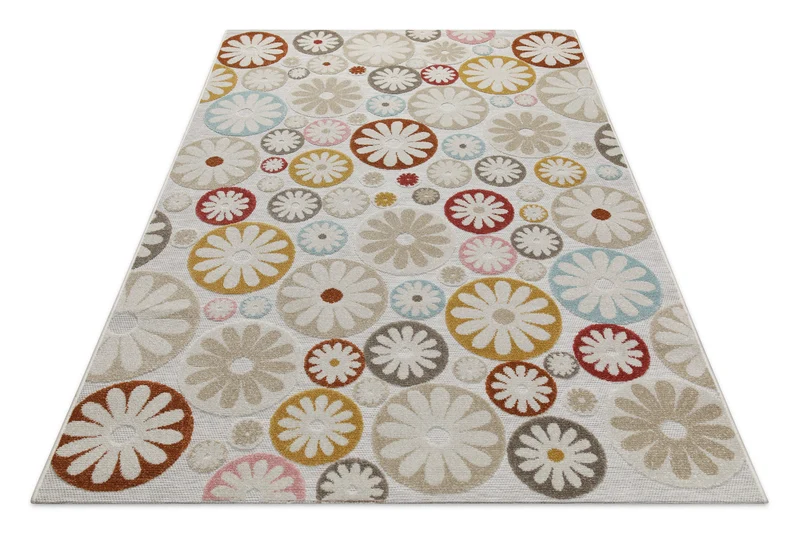 In & Outdoorteppich Beige Bunt "Flowerdrops" WECONhome