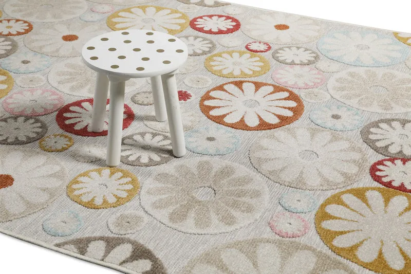 In & Outdoorteppich Beige Bunt "Flowerdrops" WECONhome