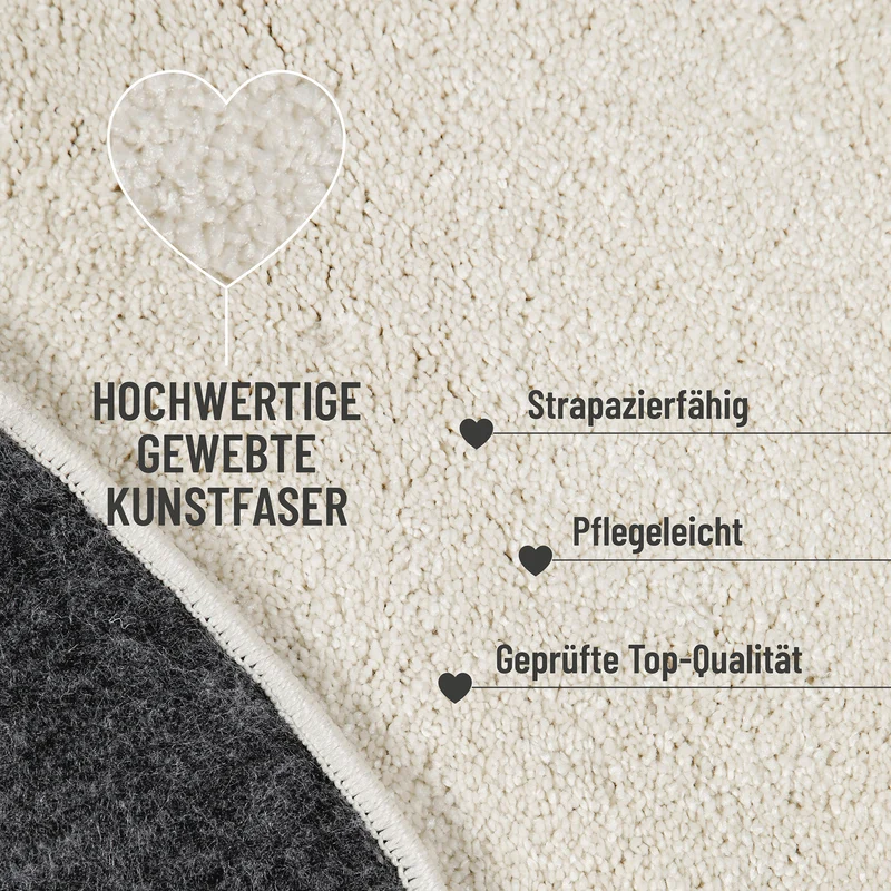 Kurzflorteppich Creme Weiß "Manta" Homie Living
