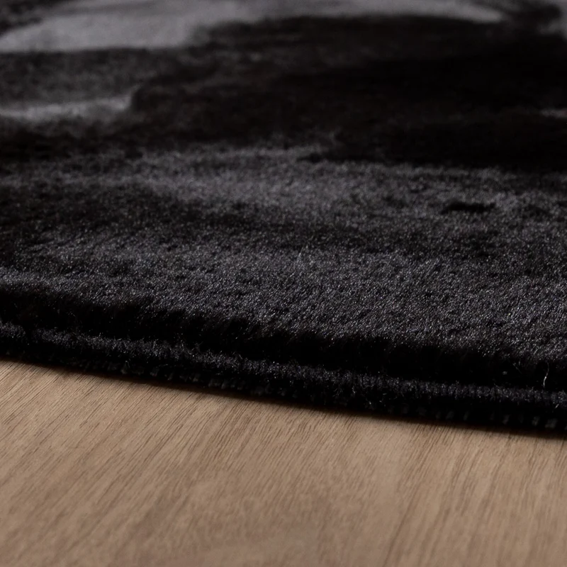 Flauschiger Teppich Rund - Cozy Schwarz