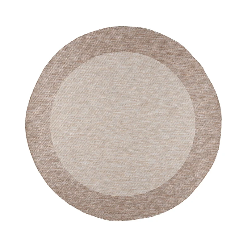 In- & Outdoor Teppich Rund - Sierra Border Creme Beige