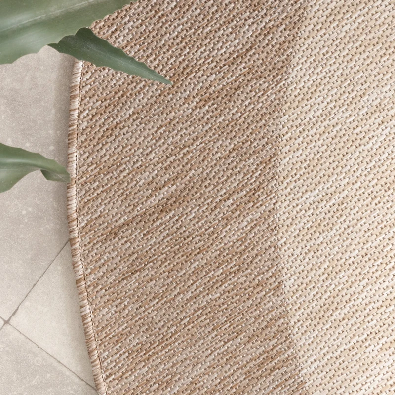 In- & Outdoor Teppich Rund - Sierra Border Creme Beige