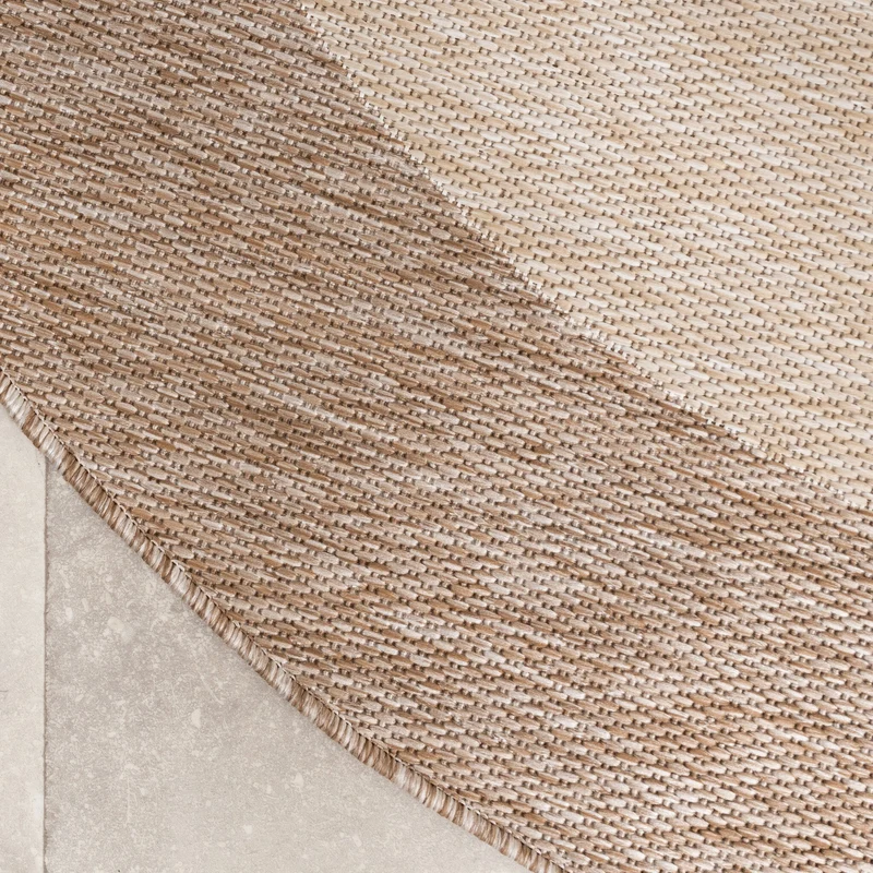 In- & Outdoor Teppich Rund - Sierra Border Creme Beige