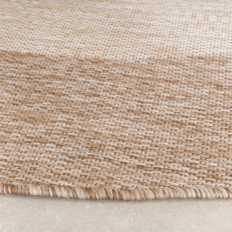 In- & Outdoor Teppich Rund - Sierra Border Creme Beige