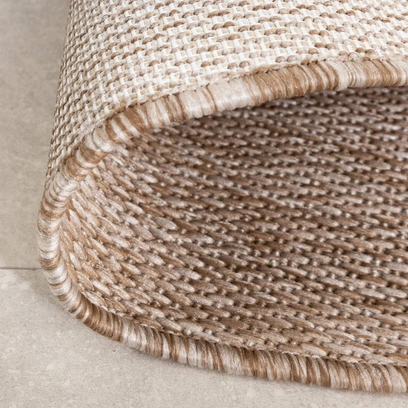 In- & Outdoor Teppich Rund - Sierra Border Creme Beige