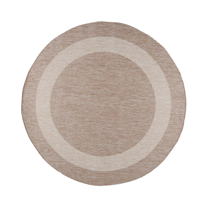 In- & Outdoor Teppich Rund - Sierra Border Beige Creme