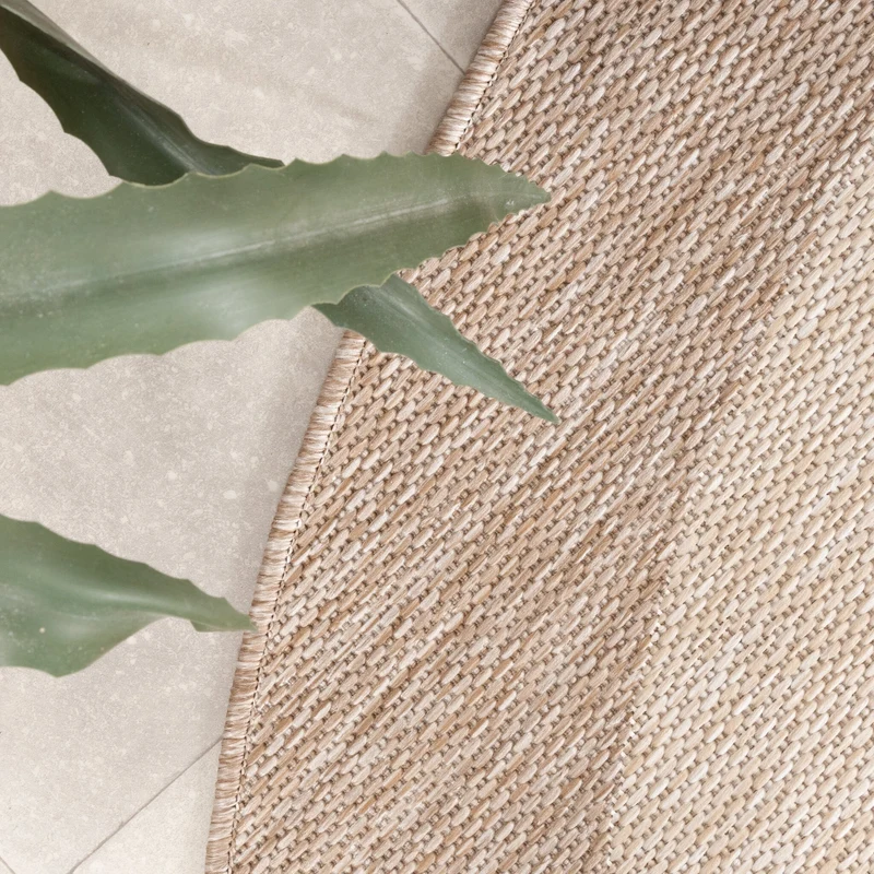 In- & Outdoor Teppich Rund - Sierra Border Beige Creme