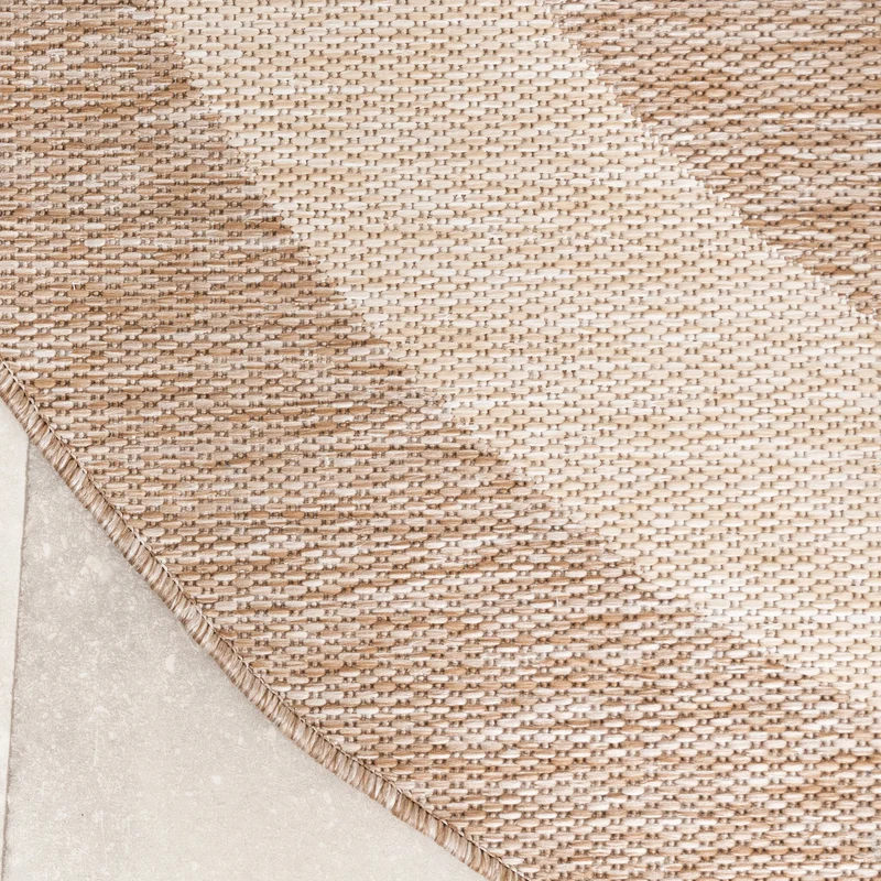 In- & Outdoor Teppich Rund - Sierra Border Beige Creme