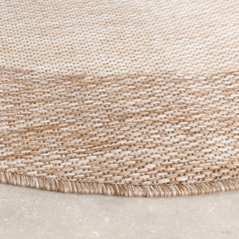 In- & Outdoor Teppich Rund - Sierra Border Beige Creme