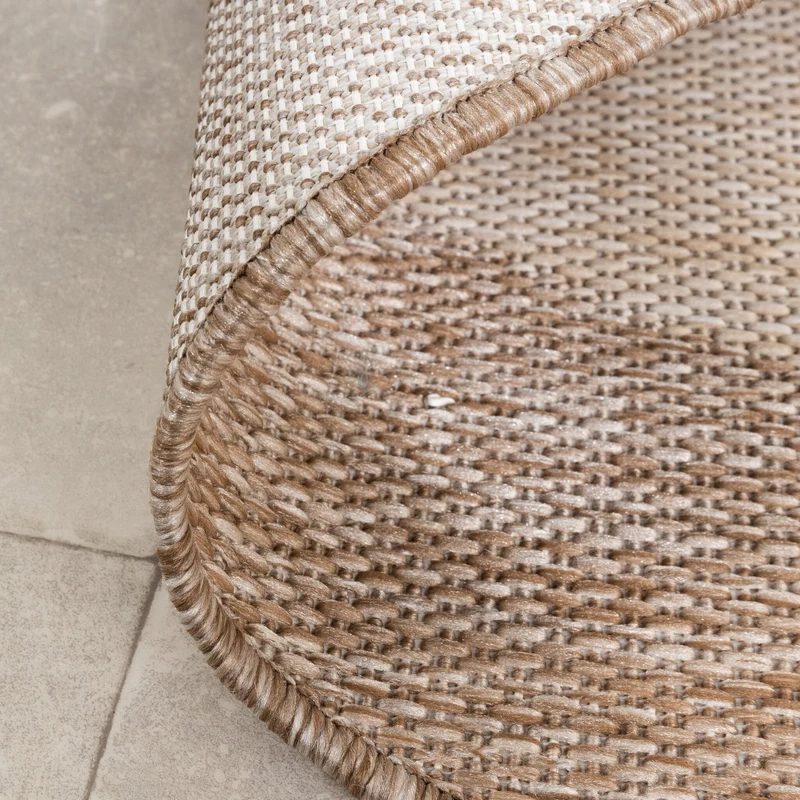 In- & Outdoor Teppich Rund - Sierra Border Beige Creme
