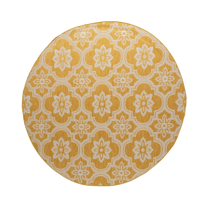 In- & Outdoor Teppich Rund - Rio Flower Gelb