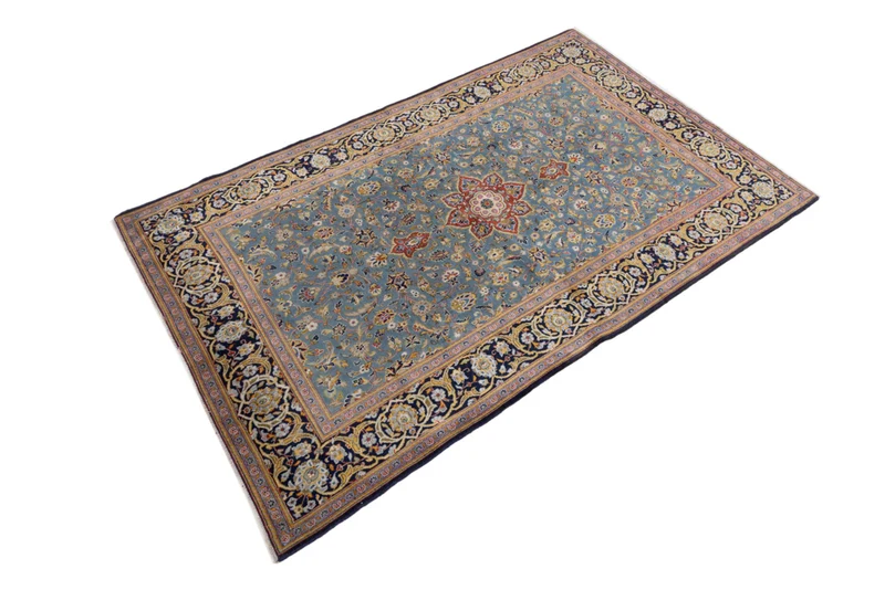 Perserteppich - Keshan - 135 x 205 cm - hellblau