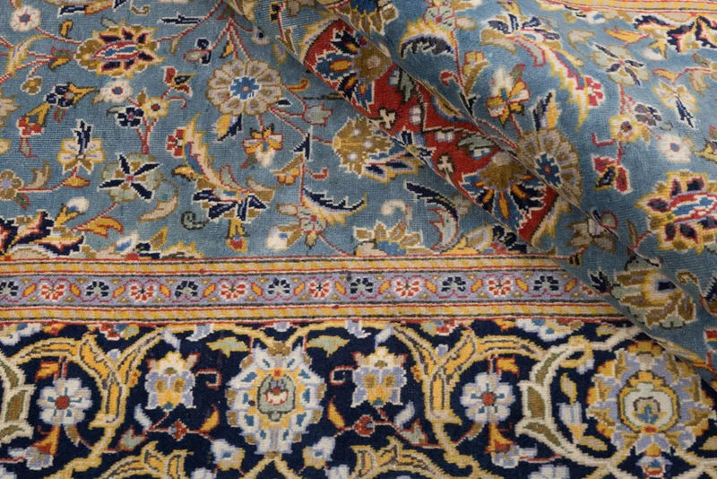 Perserteppich - Keshan - 135 x 205 cm - hellblau