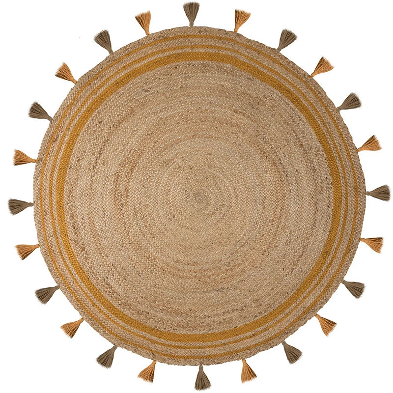 Jute Teppich Rund - Lunaro Natur Ockergelb