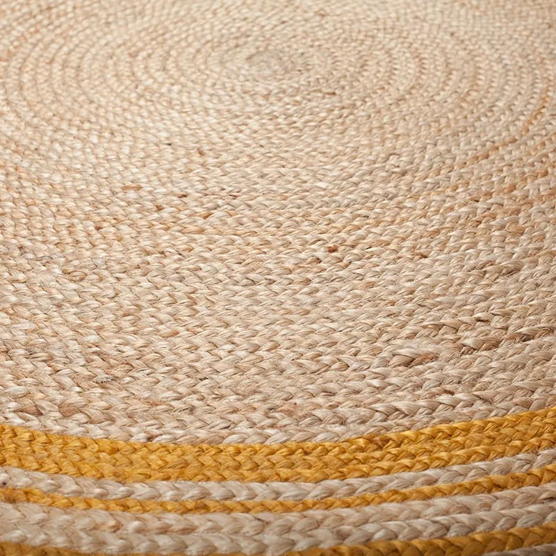 Jute Teppich Rund - Lunaro Natur Ockergelb