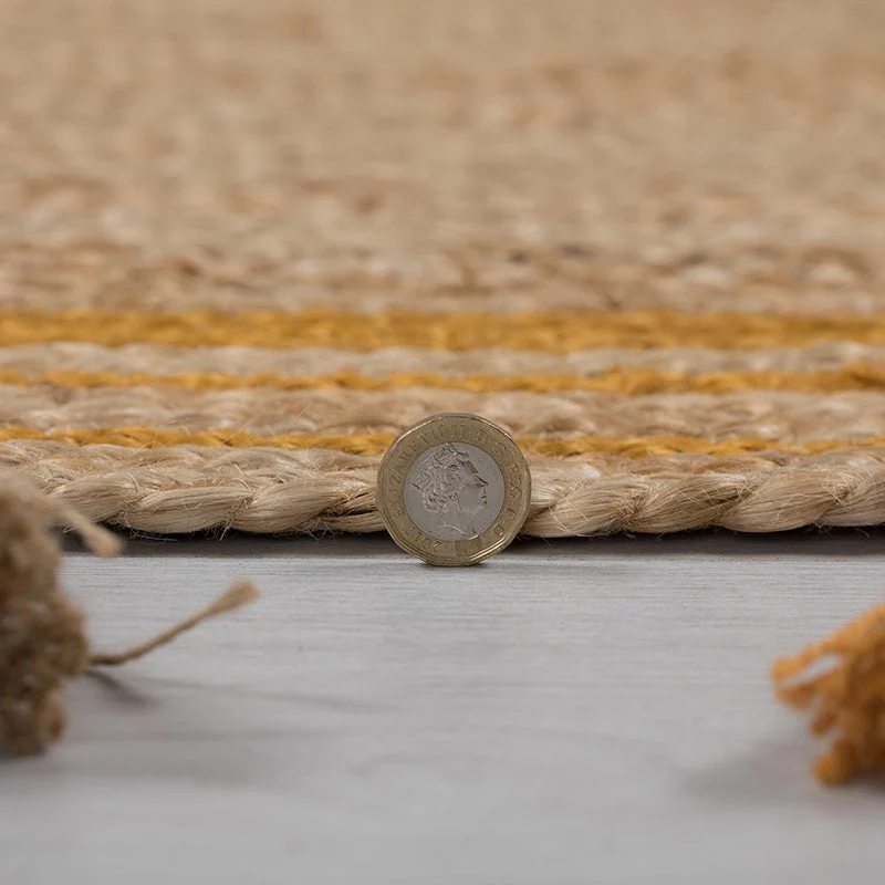 Jute Teppich Rund - Lunaro Natur Ockergelb